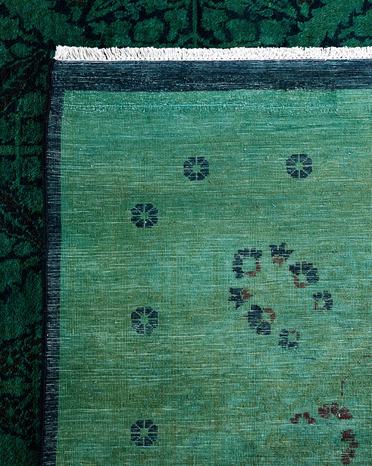Alfombra de lana teñida a mano contemporánea verde Siglo XXI y contemporáneo en venta