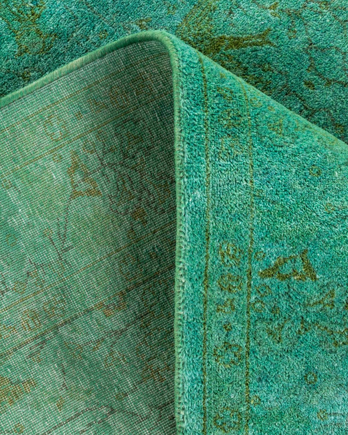 Alfombra de lana teñida a mano contemporánea verde Lana en venta