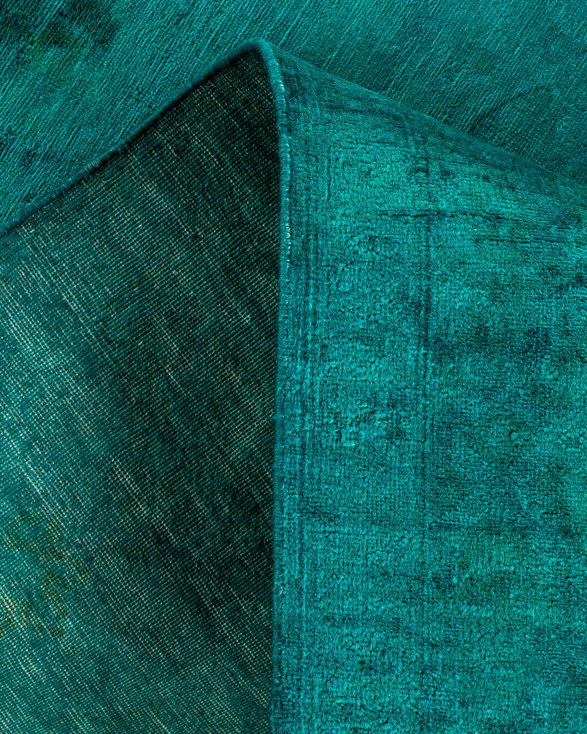Alfombra de lana teñida a mano contemporánea verde Lana en venta