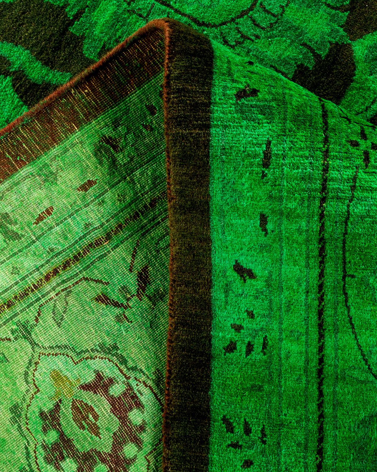 Lana Contemporary Overdyed Hand Knots Rugs (Tappeto di lana verde) in vendita