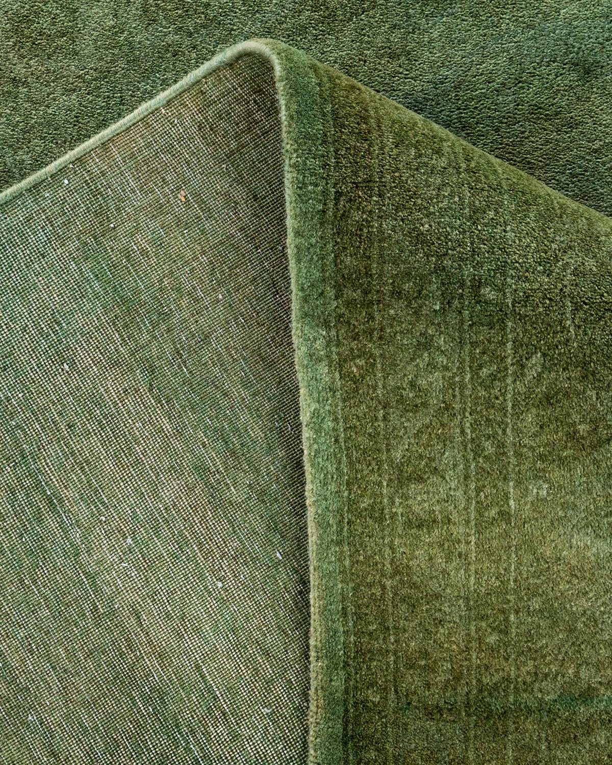 Lana Contemporary Overdyed Hand Knots Rugs (Tappeto di lana verde) in vendita