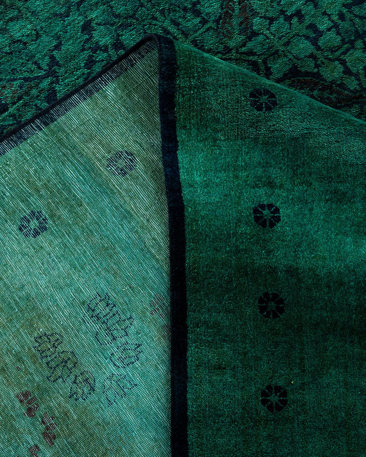 Alfombra de lana teñida a mano contemporánea verde Lana en venta