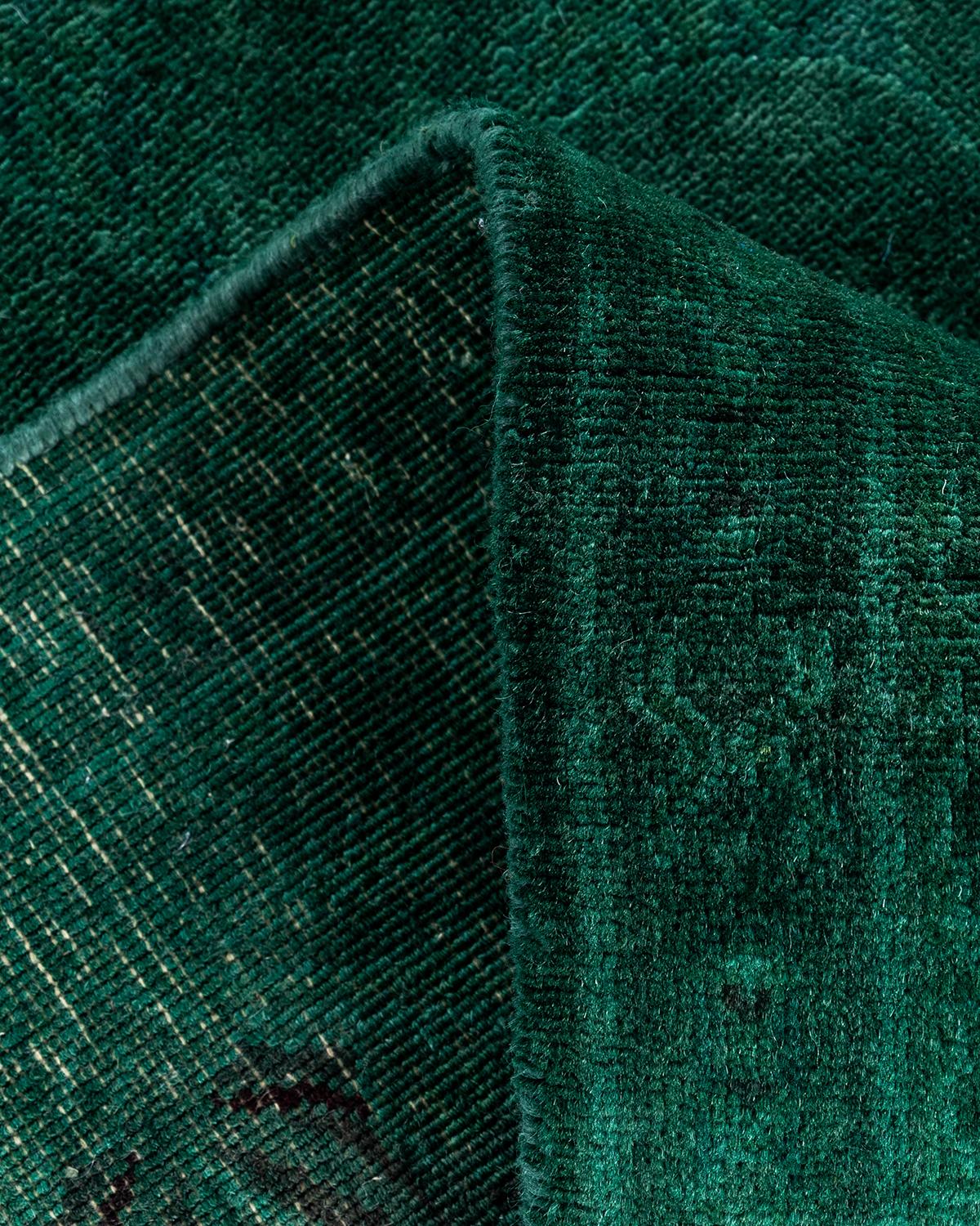 Lana Contemporary Overdyed Hand Knots Rugs (Tappeto di lana verde) in vendita