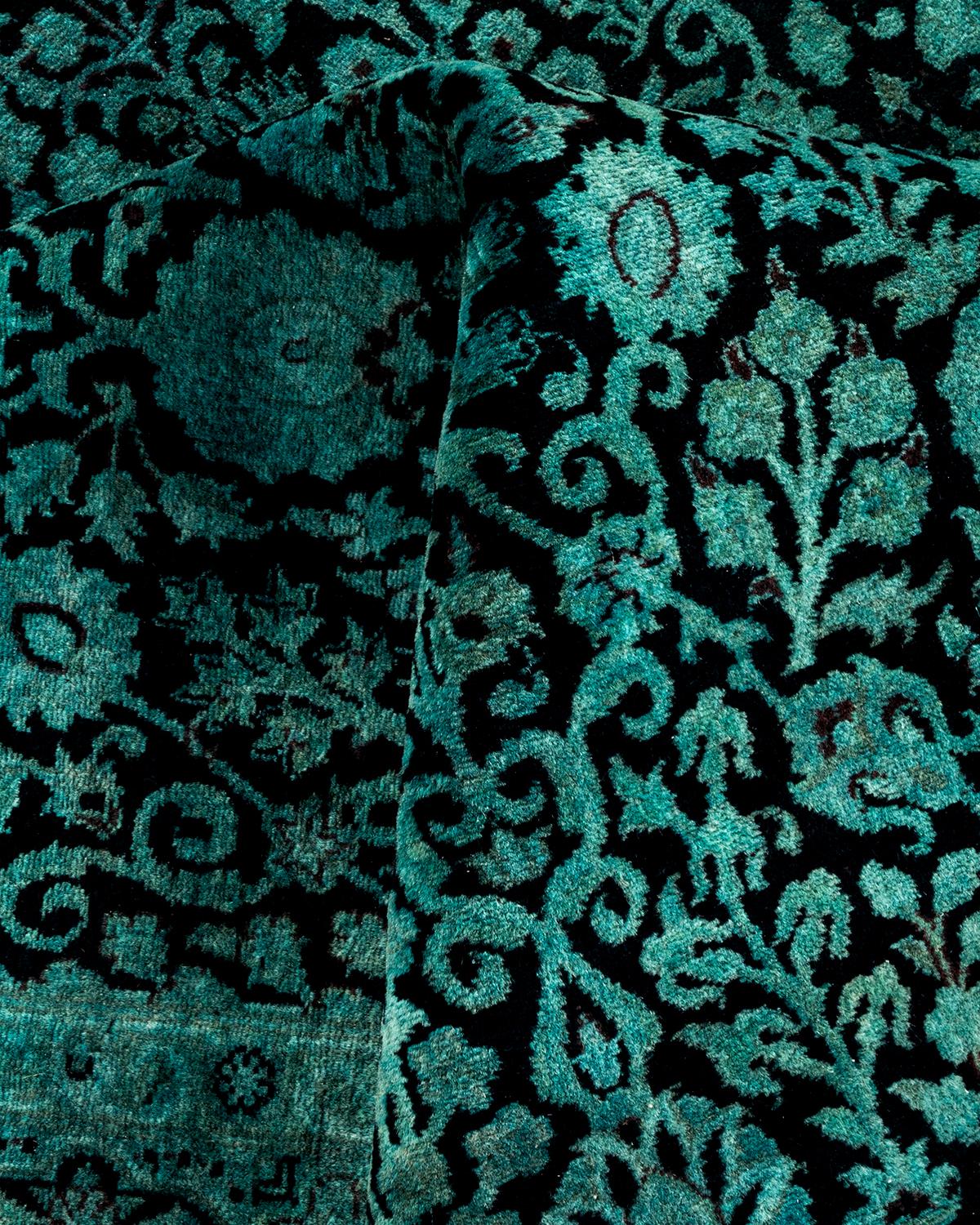 Contemporary Overdyed Handknotted Wool Green Area Rug im Angebot 1