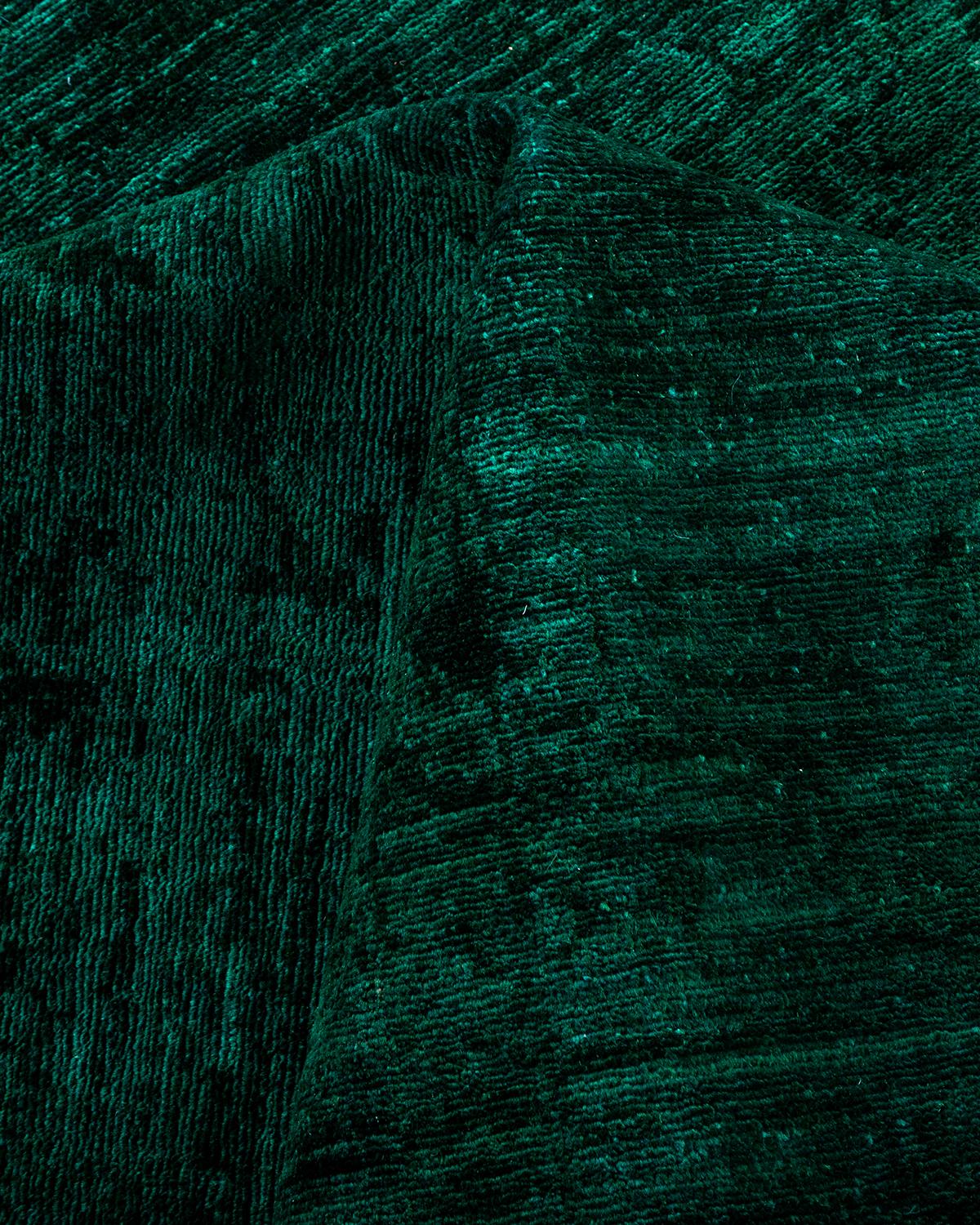 Contemporary Overdyed Handknotted Wool Green Area Rug im Angebot 1