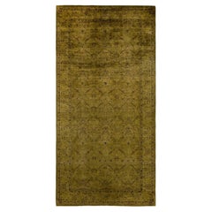 Contemporary Overdyed Handknotted Wool Green Area Rug