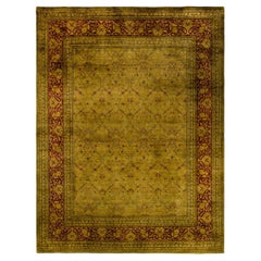 Contemporary Overdyed Hand Knots Rugs (Tappeto di lana verde)