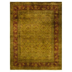 Contemporary Overdyed Hand Knotted Wool Green Area Rug