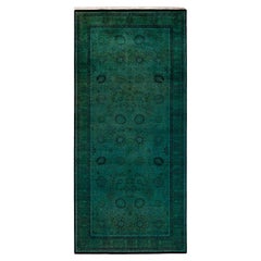 Contemporary Overdyed Handknotted Wool Green Area Rug
