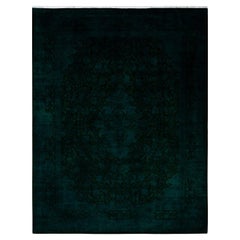 Contemporary Overdyed Handknotted Wool Green Area Rug