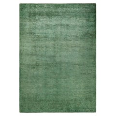 Contemporary Overdyed Hand Knotted Wool Green Area Rug
