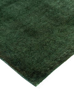 Contemporary Overdyed Hand Knotted Wool Green Runner 5' 1" x 10' 0"