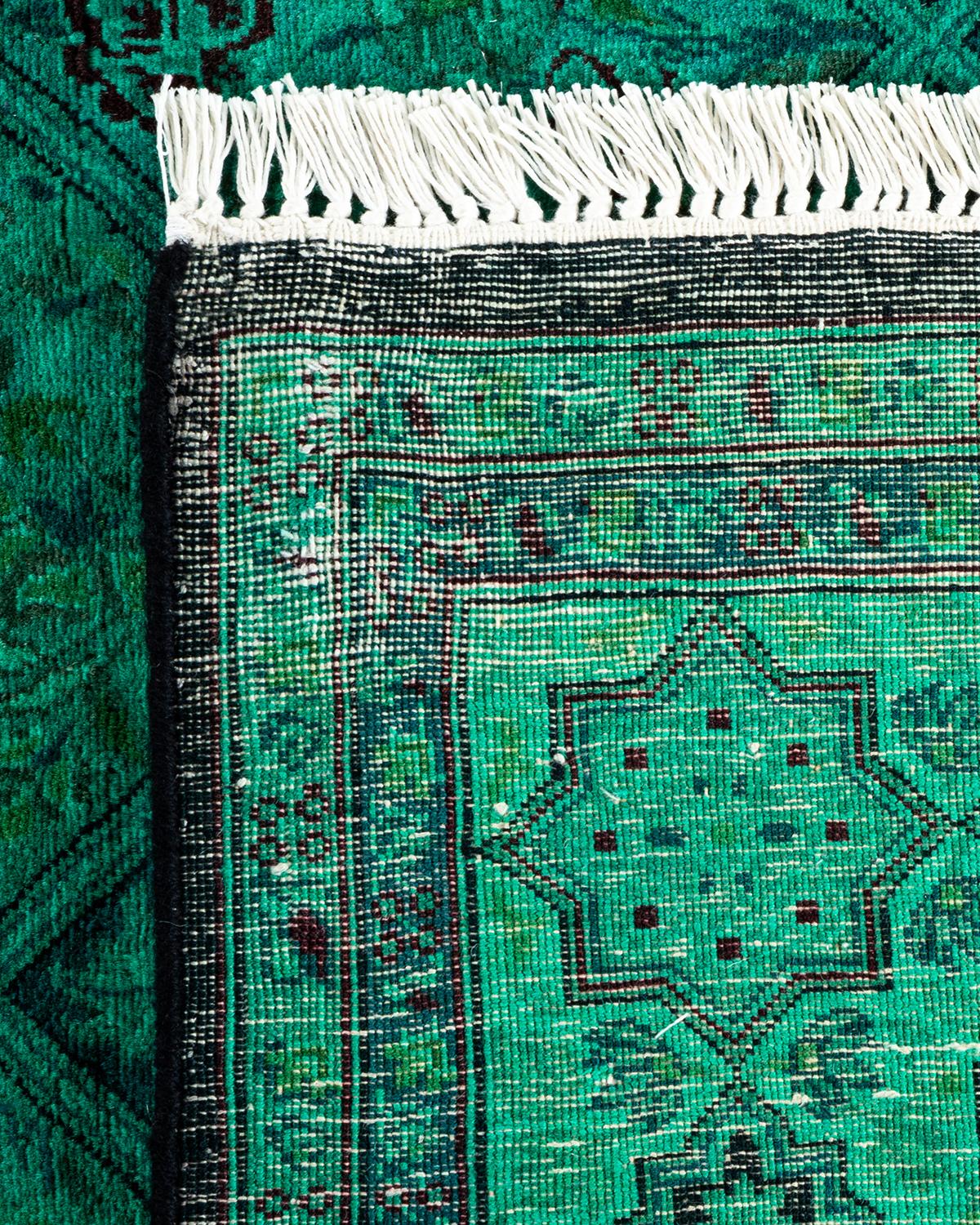 Traves de Mesa Contemporáneo Overdyed Hand Knotted Lana Verde Siglo XXI y contemporáneo en venta