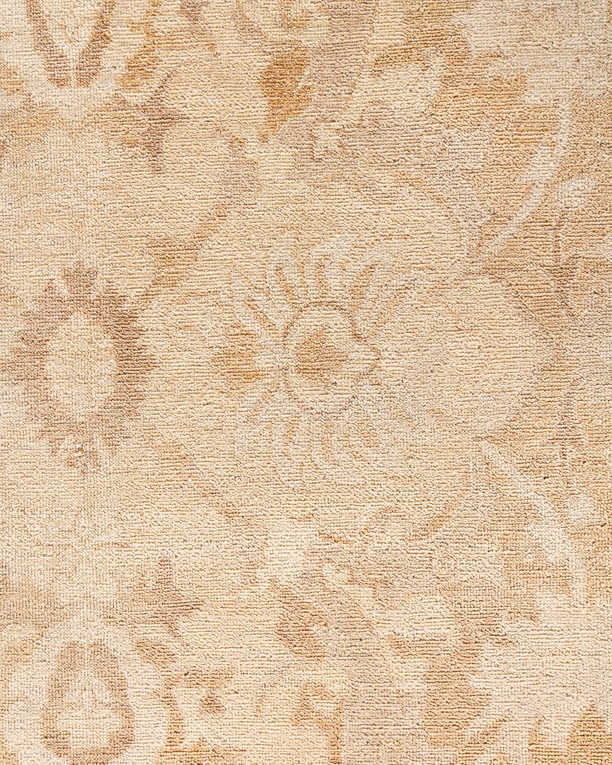 Pakistani Contemporary Overdyed Hand Knotted Wool Ivory Area Rug For Sale