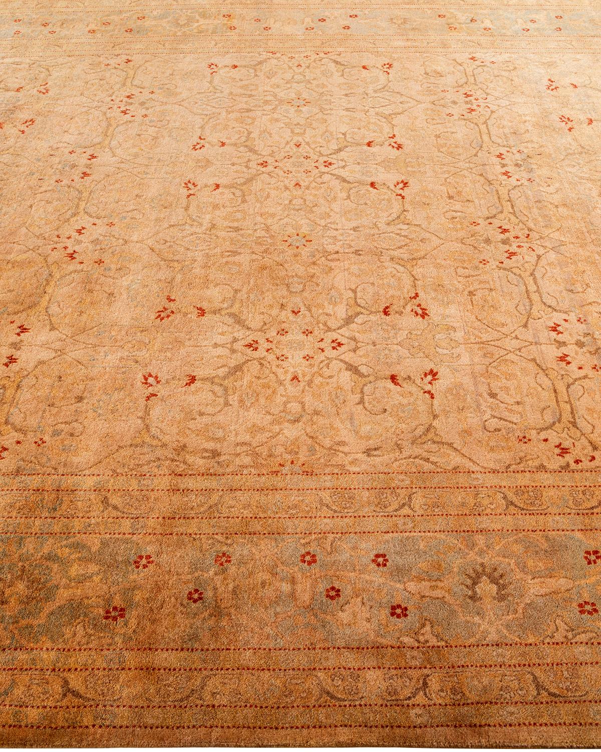 Contemporary Overdyed Hand Knotted Wool Ivory Area Rug In New Condition For Sale In Norwalk, CT