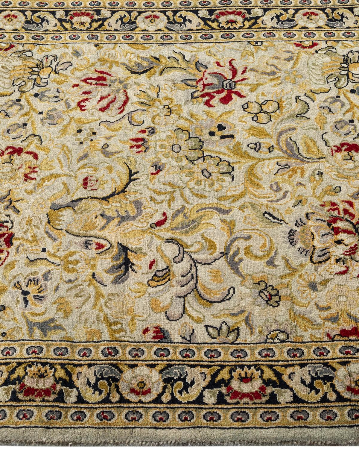 Contemporary Overdyed Hand Knotted Wool Ivory Runner In New Condition For Sale In Norwalk, CT