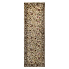 Contemporary Overdyed Hand Knotted Wool Ivory Runner
