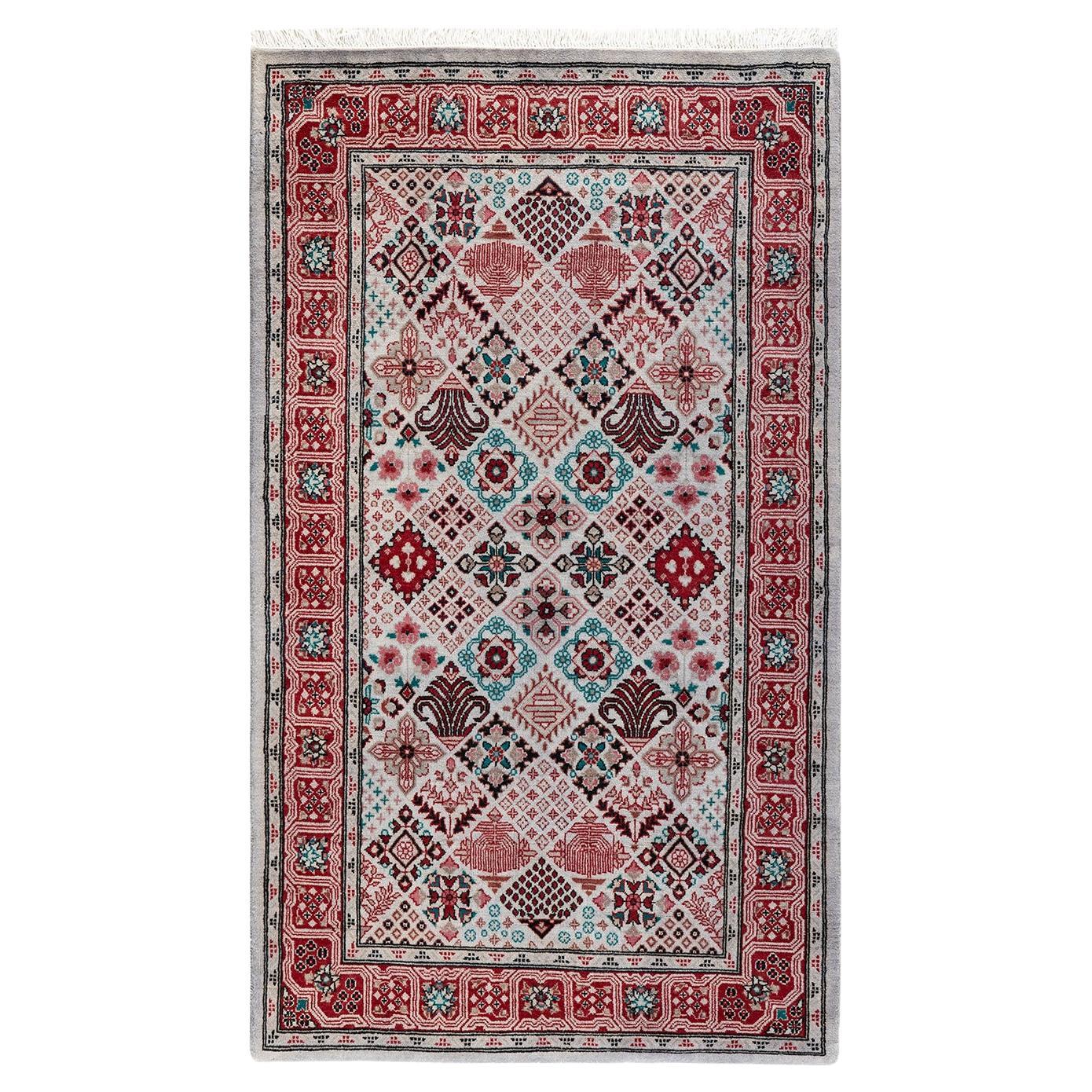 Contemporary Overdyed Hand Knotted Wool Multi Area Rug For Sale