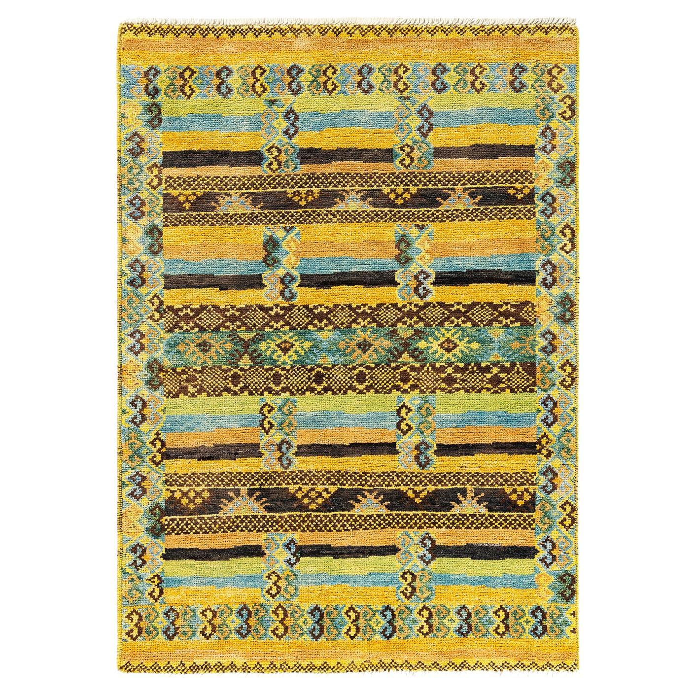 Contemporary Overdyed Hand Knotted Wool Multi Area Rug