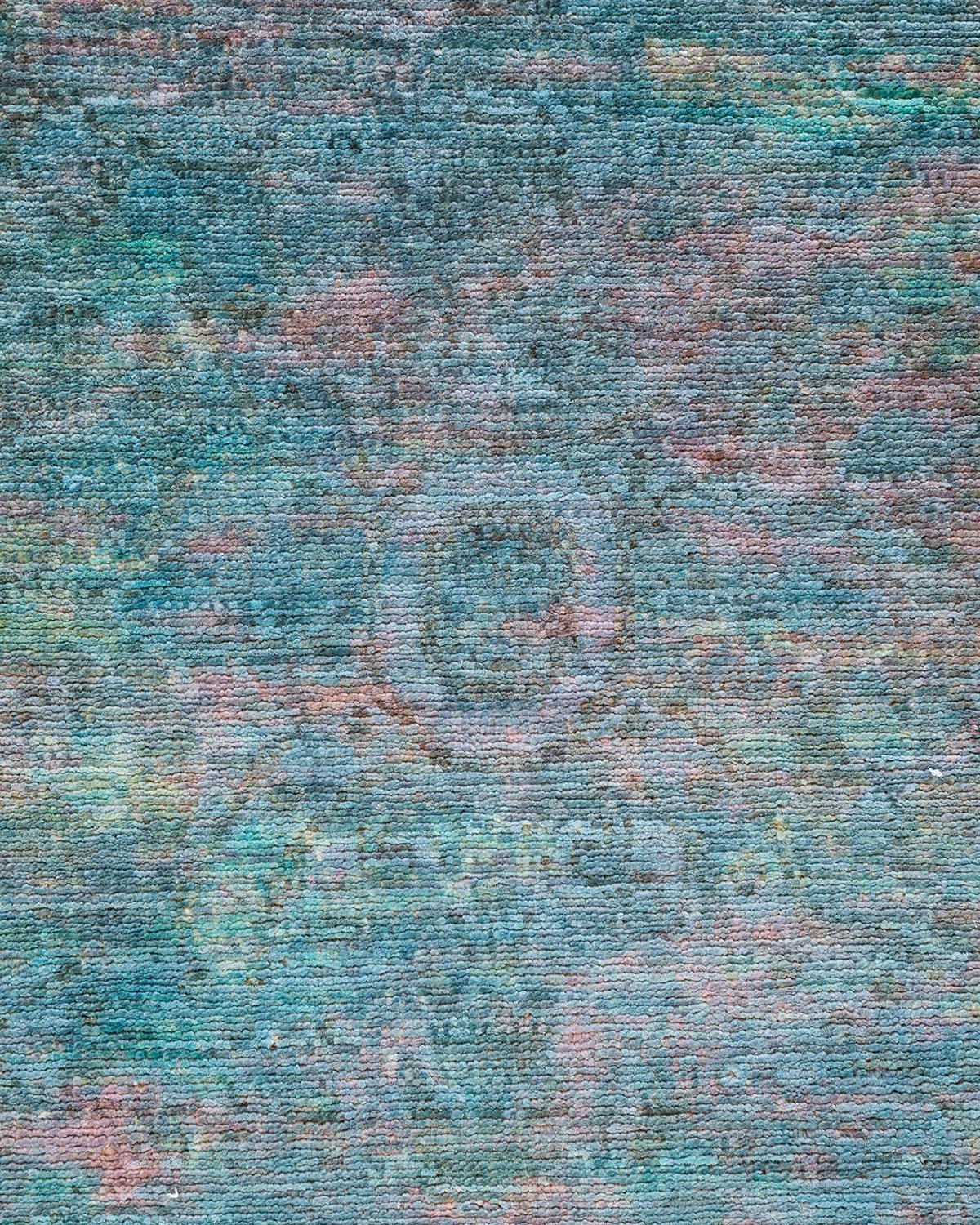 Contemporary Overdyed Hand Knotted Wool Multi Runner (Pakistanisch) im Angebot