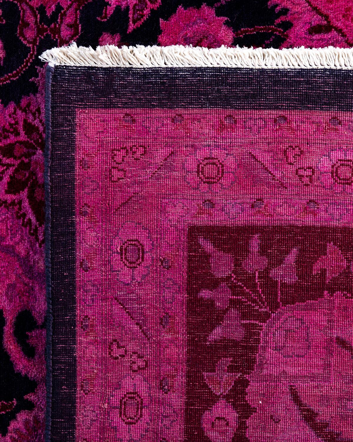 Contemporary Overdyed Hand Knotted Wool Navy Area Rug 10' 3