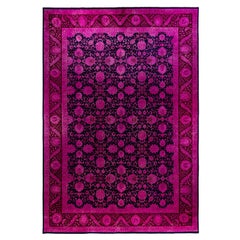 Contemporary Overdyed Hand Knotted Wool Navy Area Rug 10' 3" x 14' 1" (Tapis de zone en laine surteinte nouée à la main)