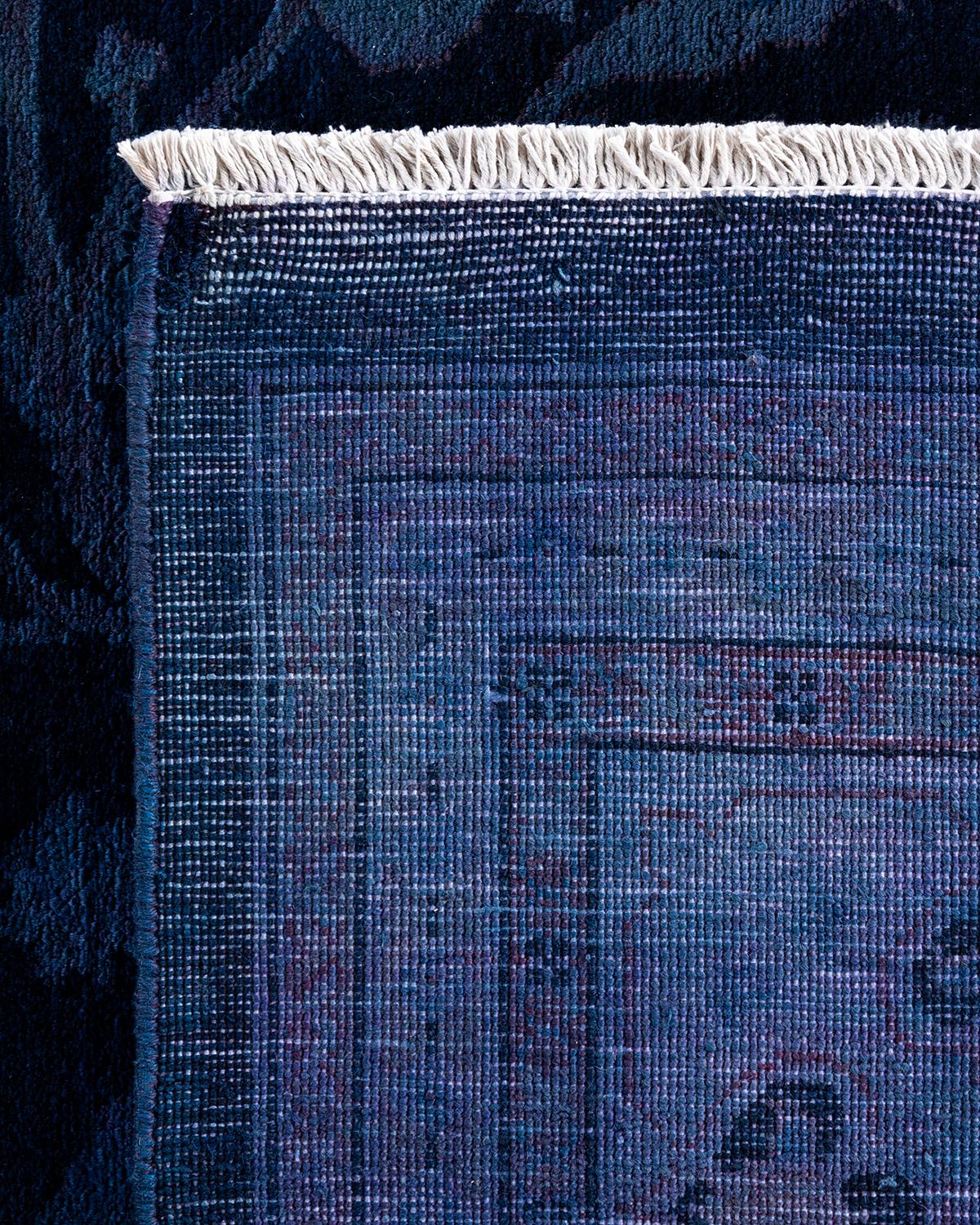 Alfombra de lana teñida a mano contemporánea azul marino 30 cm x 30 cm Siglo XXI y contemporáneo