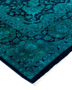 Contemporary Overdyed Hand Knotted Wool Navy Area Rug 6' 1" x 8' 10"