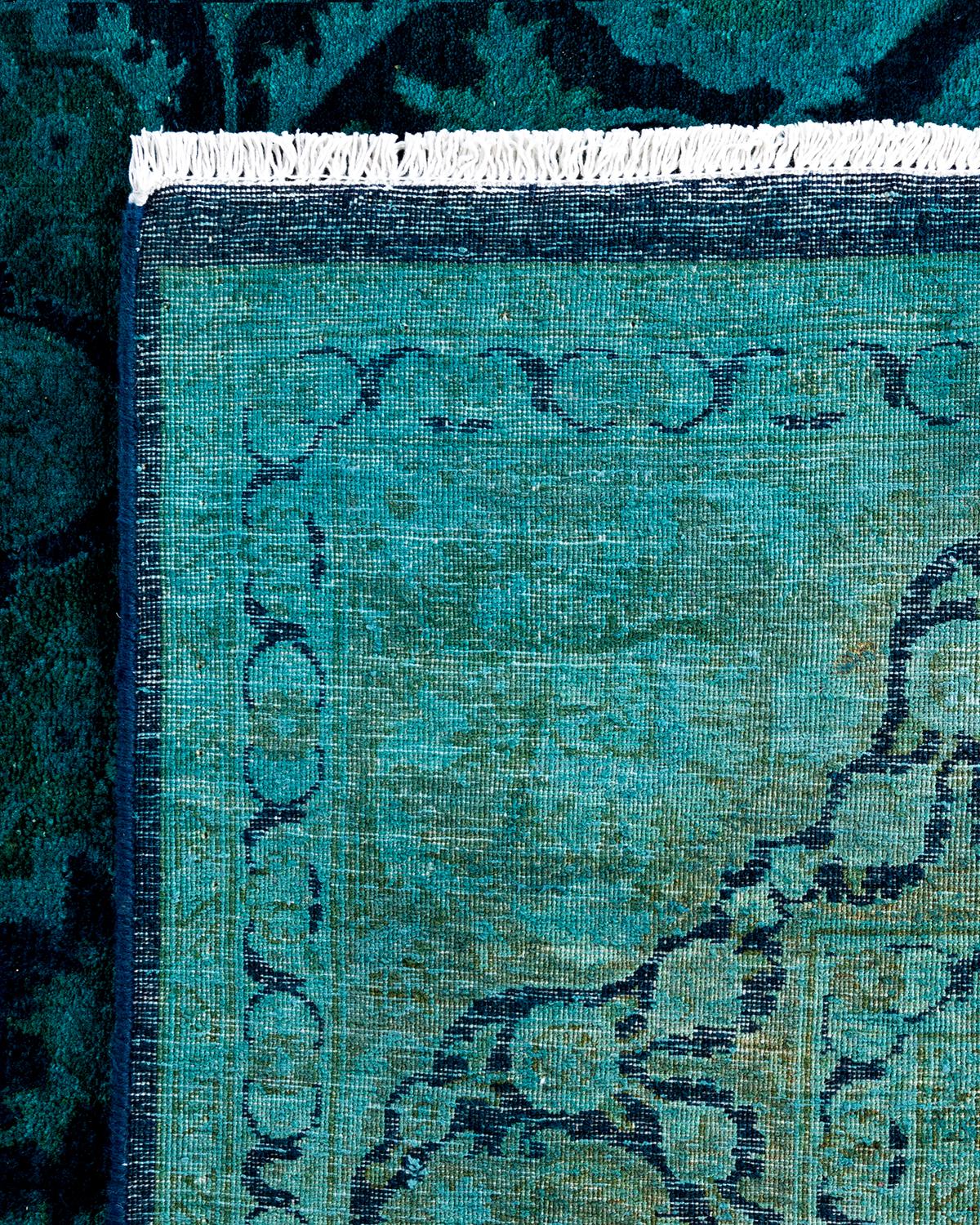 Zeitgenössische Overdyed handgeknüpfte Wolle Marine Bereich Teppich 6' 1