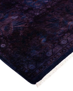 Contemporary Overdyed Hand Knotted Wool Navy Area Rug 9' 1" x 12' 0"