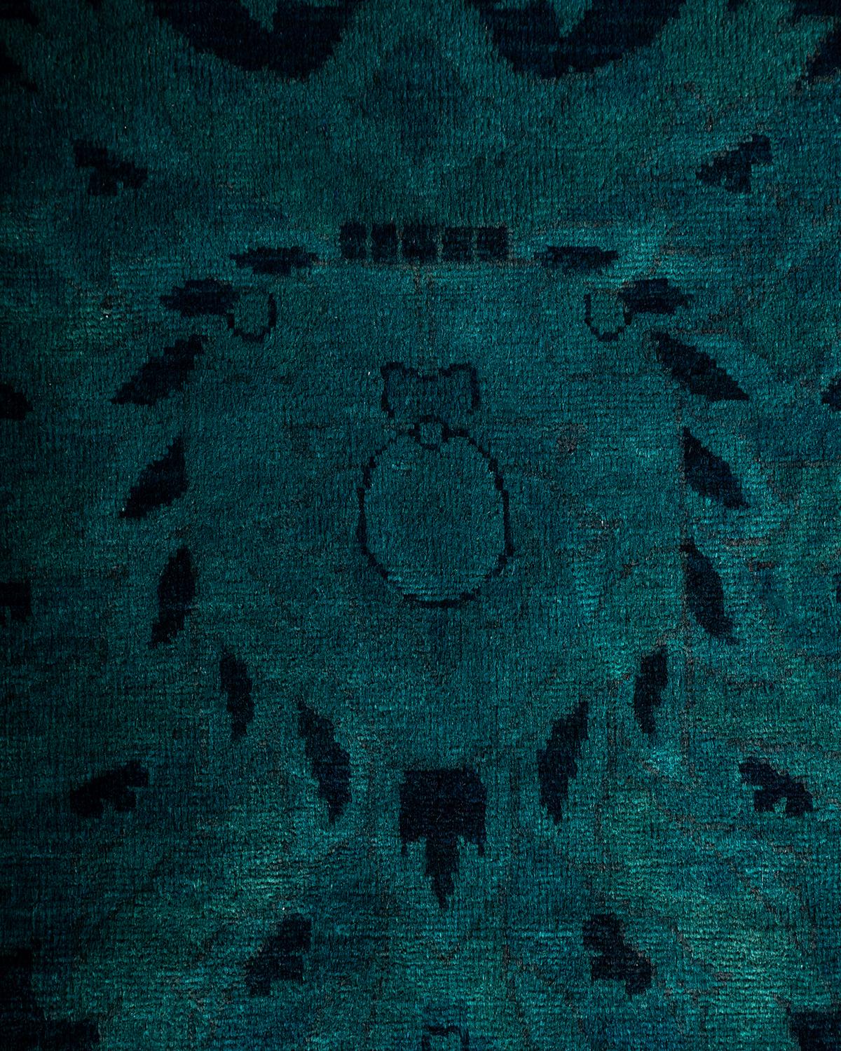 Pakistanais Tapis de sol Contemporary en laine surteinte nouée à la main, marine en vente