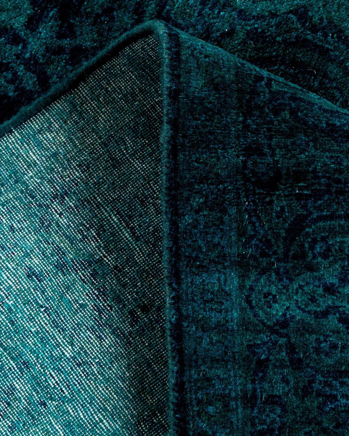 Lana Tappeto da giardino Contemporary Overdyed in lana annodata a mano, colore navy in vendita