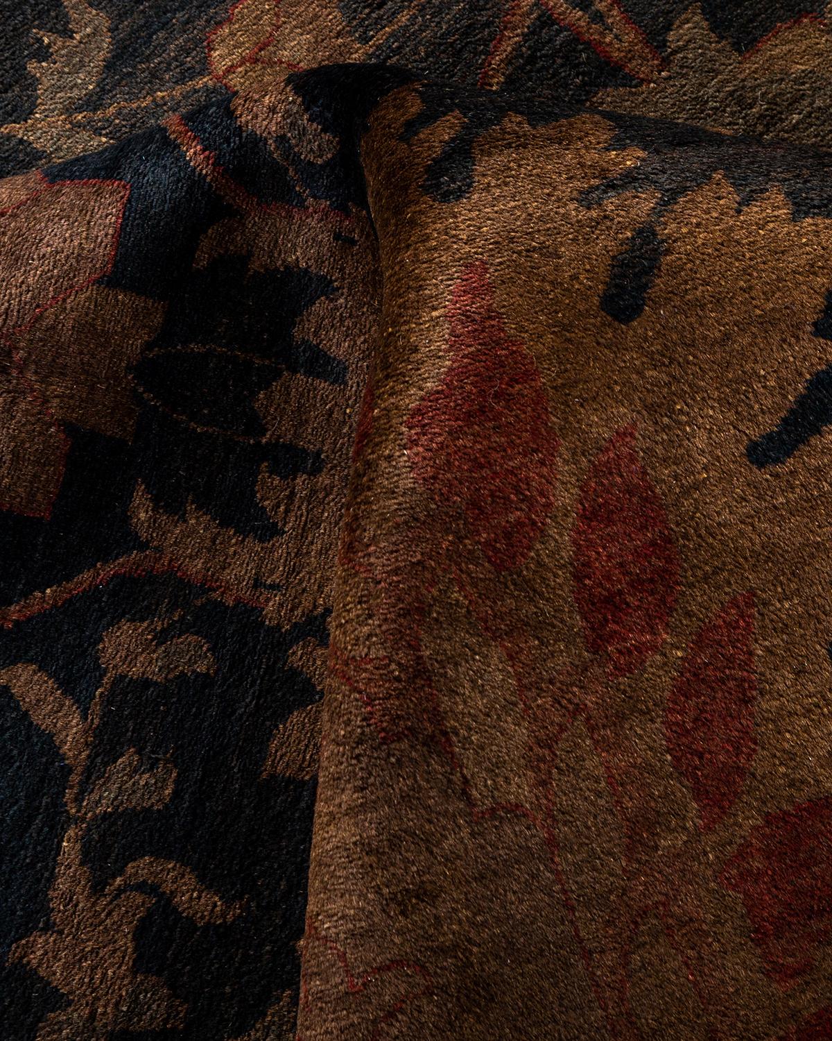Tappeto da giardino Contemporary Overdyed in lana annodata a mano, colore navy in vendita 1