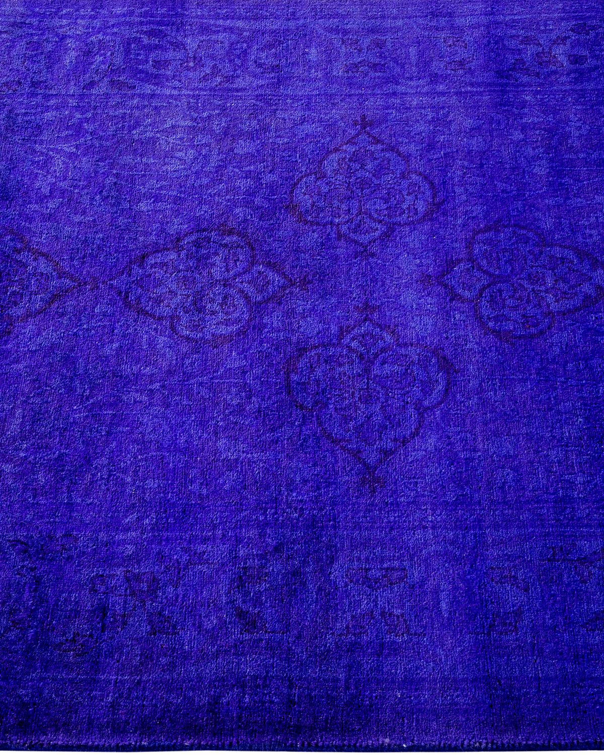 Contemporary Overdyed Hand Knotted Wool Navy Runner im Zustand „Neu“ im Angebot in Norwalk, CT