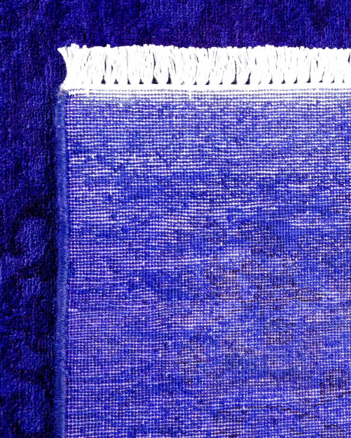 Contemporary Overdyed Hand Knotted Wool Navy Runner (21. Jahrhundert und zeitgenössisch) im Angebot
