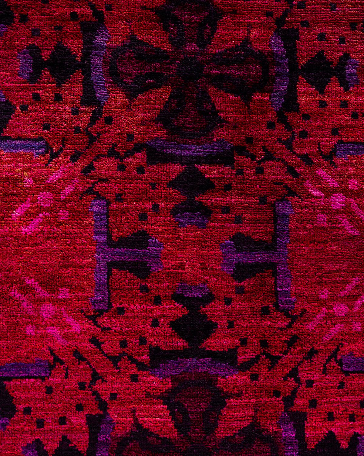 Pakistanais Contemporary Overdyed Hand Knotted Wool Orange Area Rug 12' 2