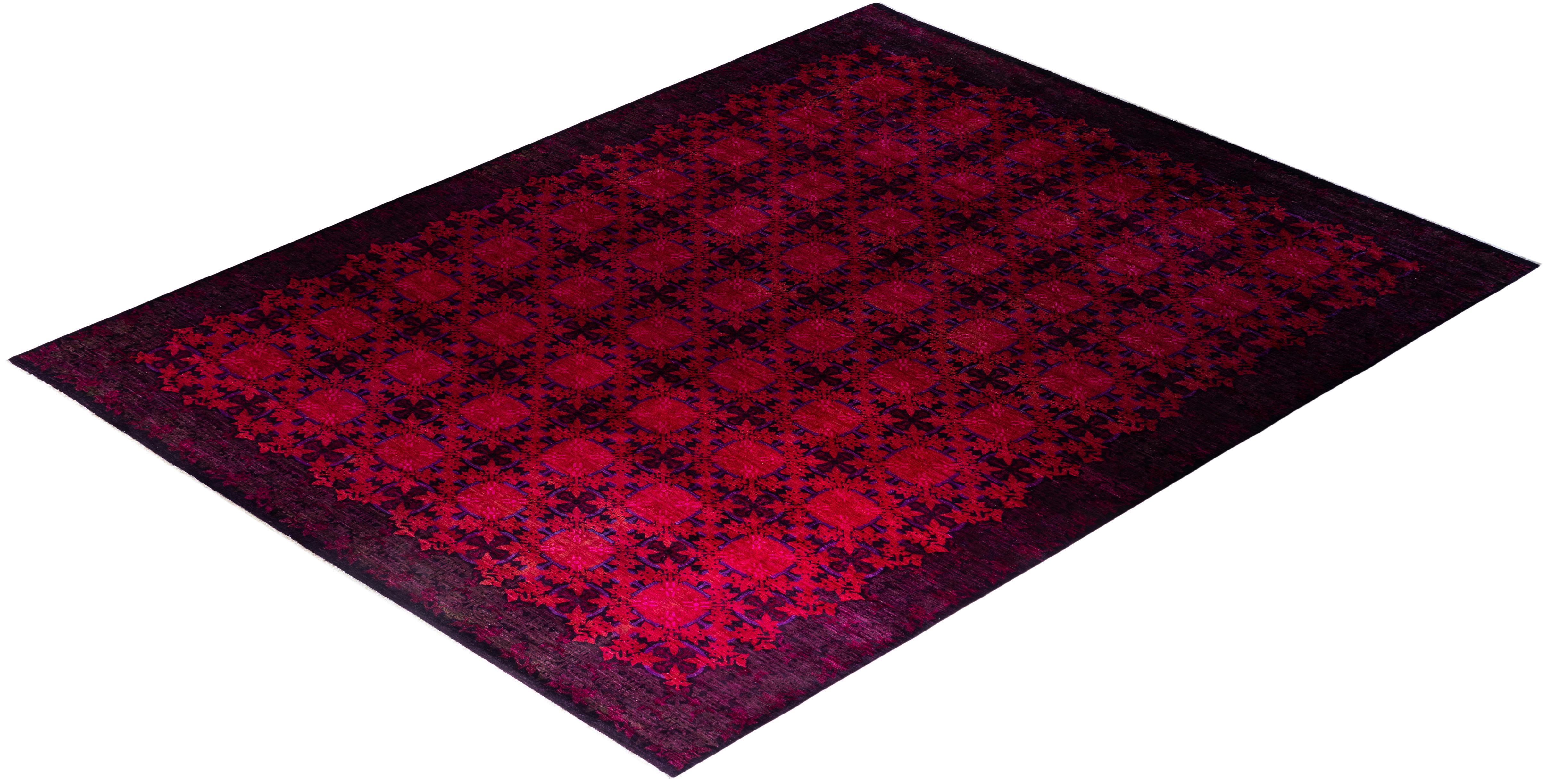 Contemporary Overdyed Hand Knotted Wool Orange Area Rug 12' 2