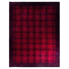 Alfombra de lana anaranjada teñida a mano contemporánea 30 cm x 30 cm