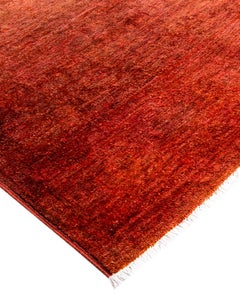 Contemporary Overdyed Hand Knotted Wool Orange Area Rug 3' 10" x 6' 3"
