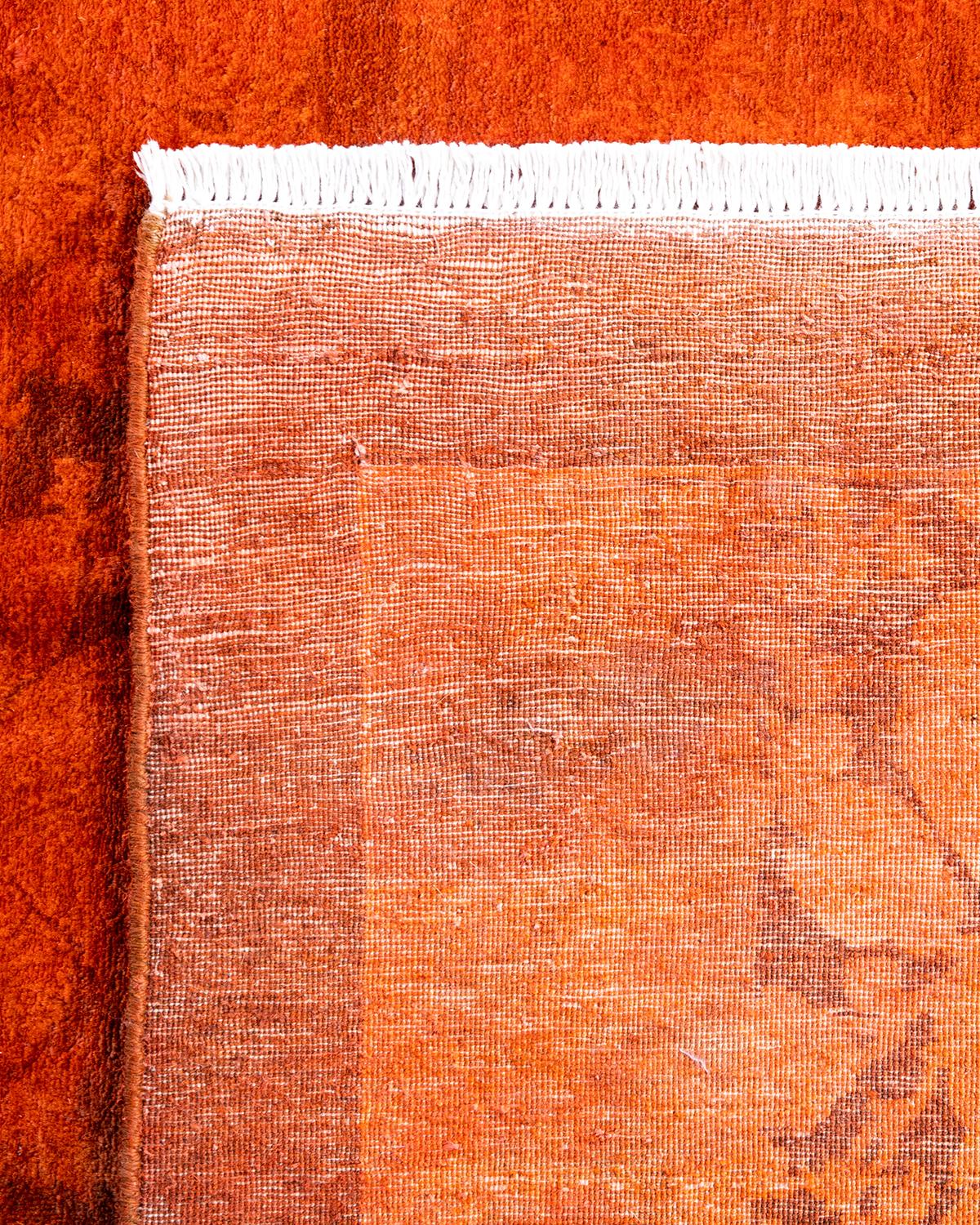 XXIe siècle et contemporain Contemporary Overdyed Hand Knotted Wool Orange Area Rug 6' 1