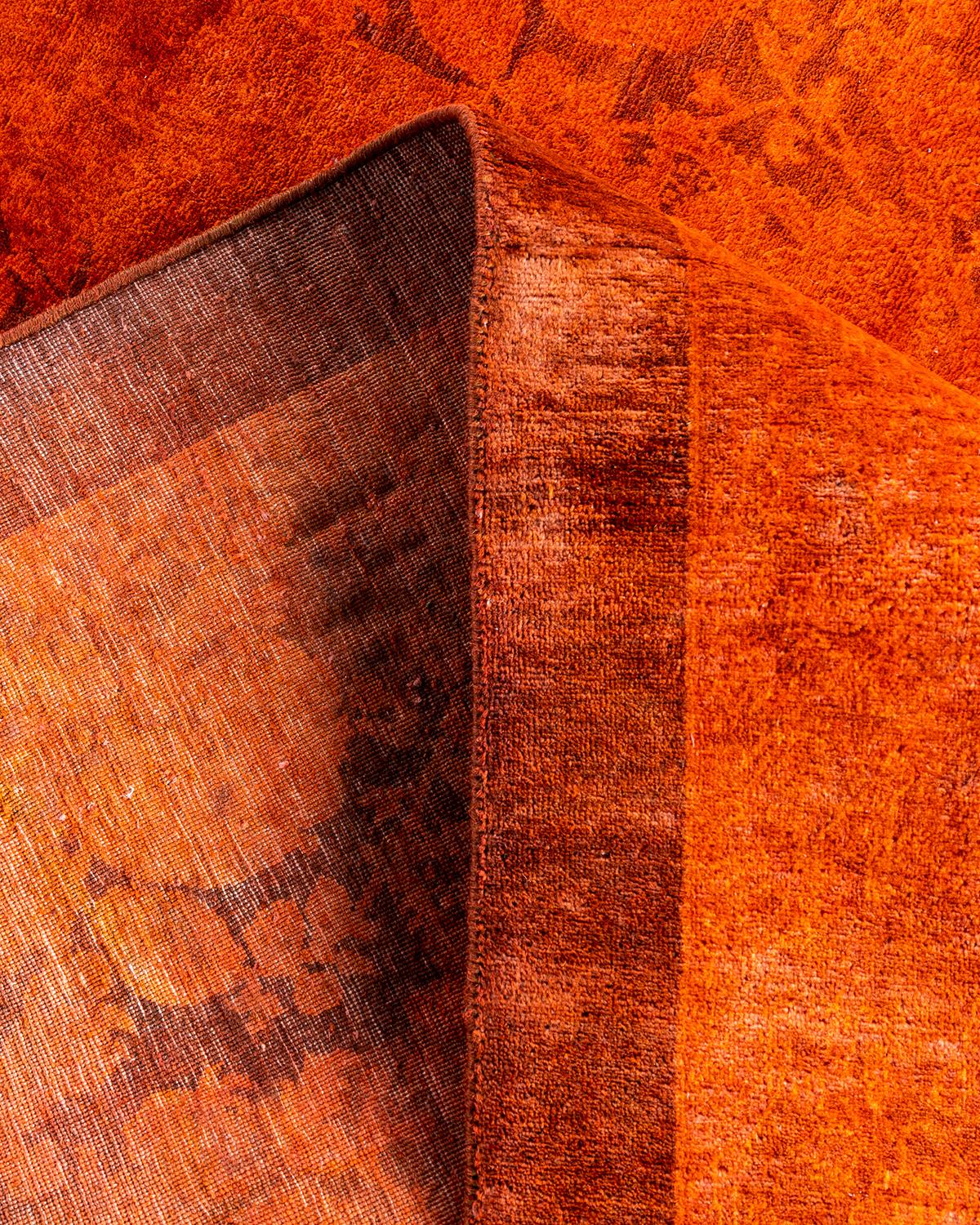 Laine Contemporary Overdyed Hand Knotted Wool Orange Area Rug 6' 1