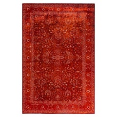 Contemporary Overdyed Hand Knotted Wool Orange Area Rug 6' 1" x 9' 0"