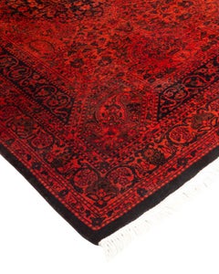 Tappeto contemporaneo in lana sovratinta annodata a mano di colore arancione