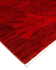 Contemporary Overdyed Hand Knotted Wool Orange Area Rug