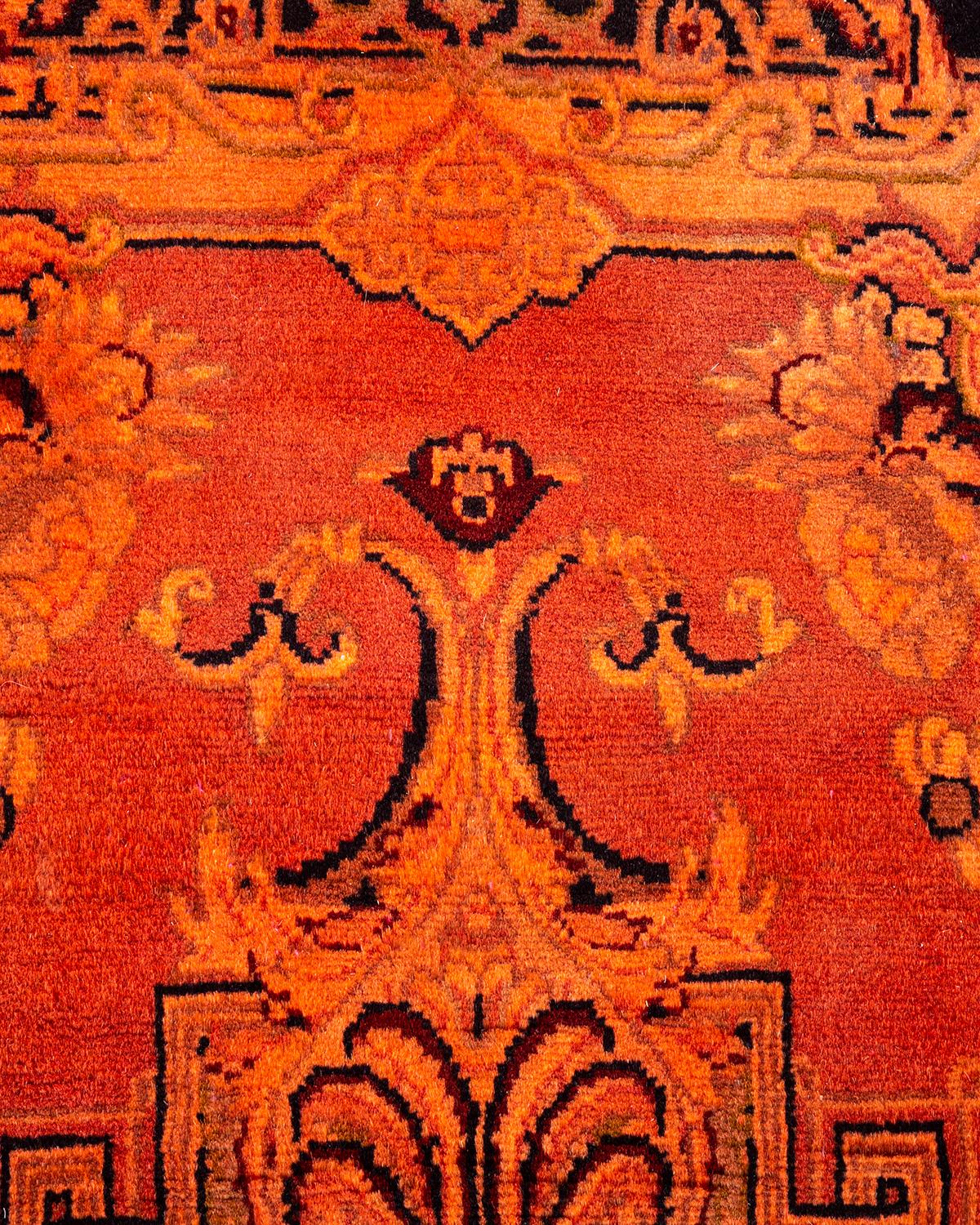 Pakistanais Tapis Contemporary en laine surteinte nouée à la main Orange en vente