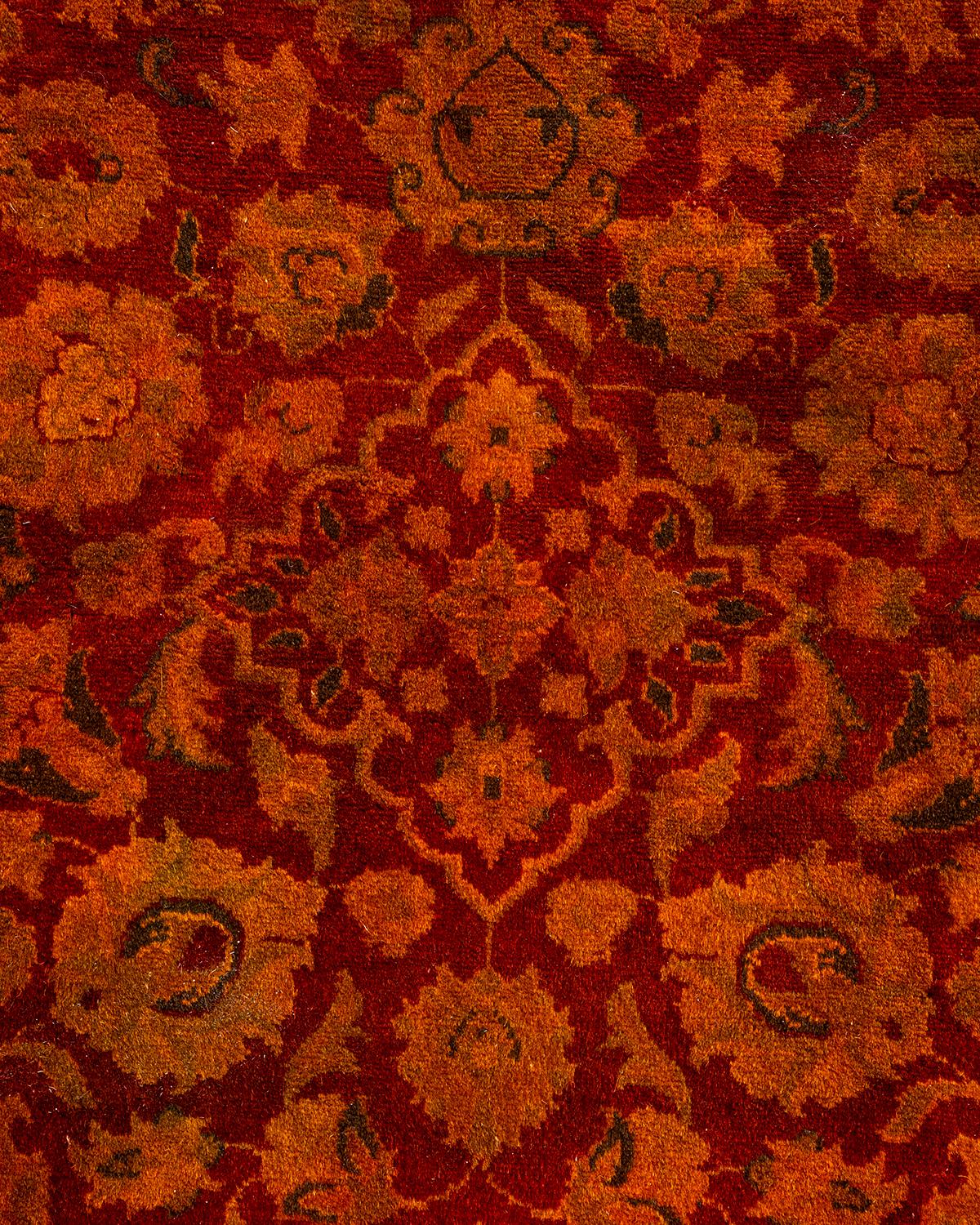Pakistanais Tapis Contemporary en laine surteinte nouée à la main Orange en vente