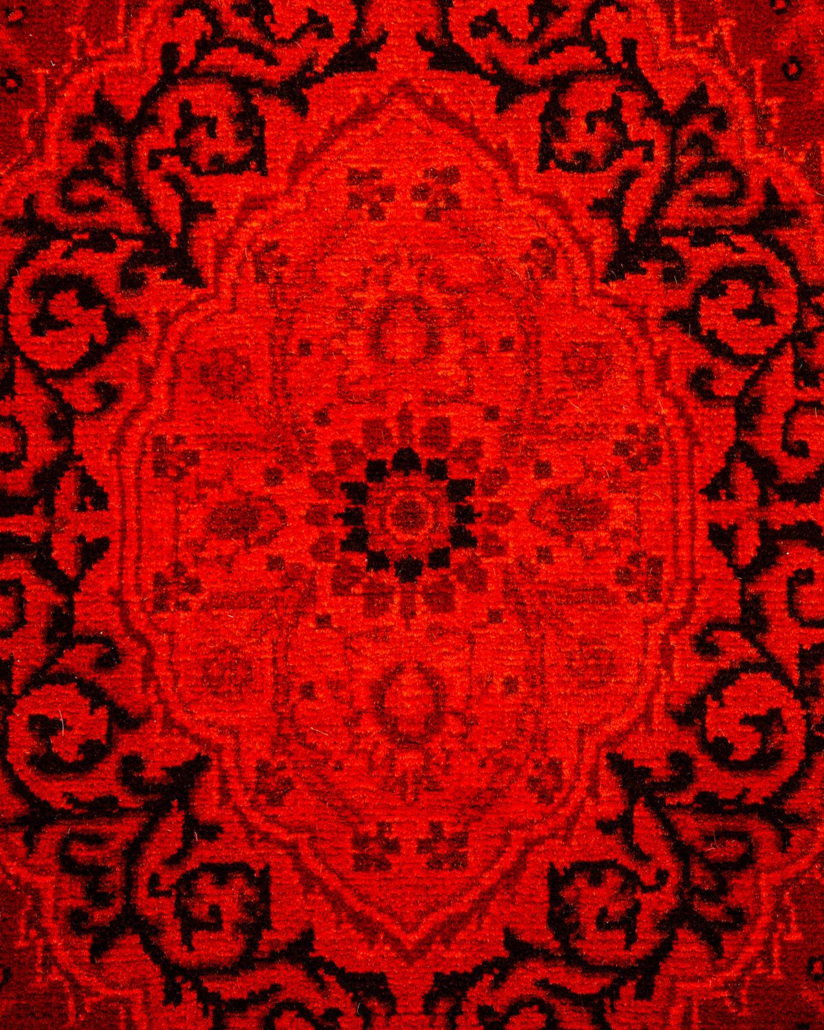Pakistani Contemporary Overdyed Hand Knotted Wool Orange Area Rug For Sale