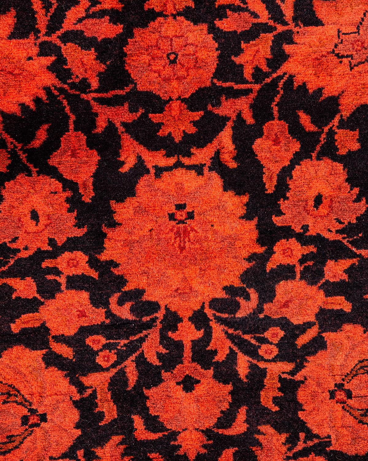Alfombra anaranjada de lana teñida a mano contemporánea Pakistaní en venta