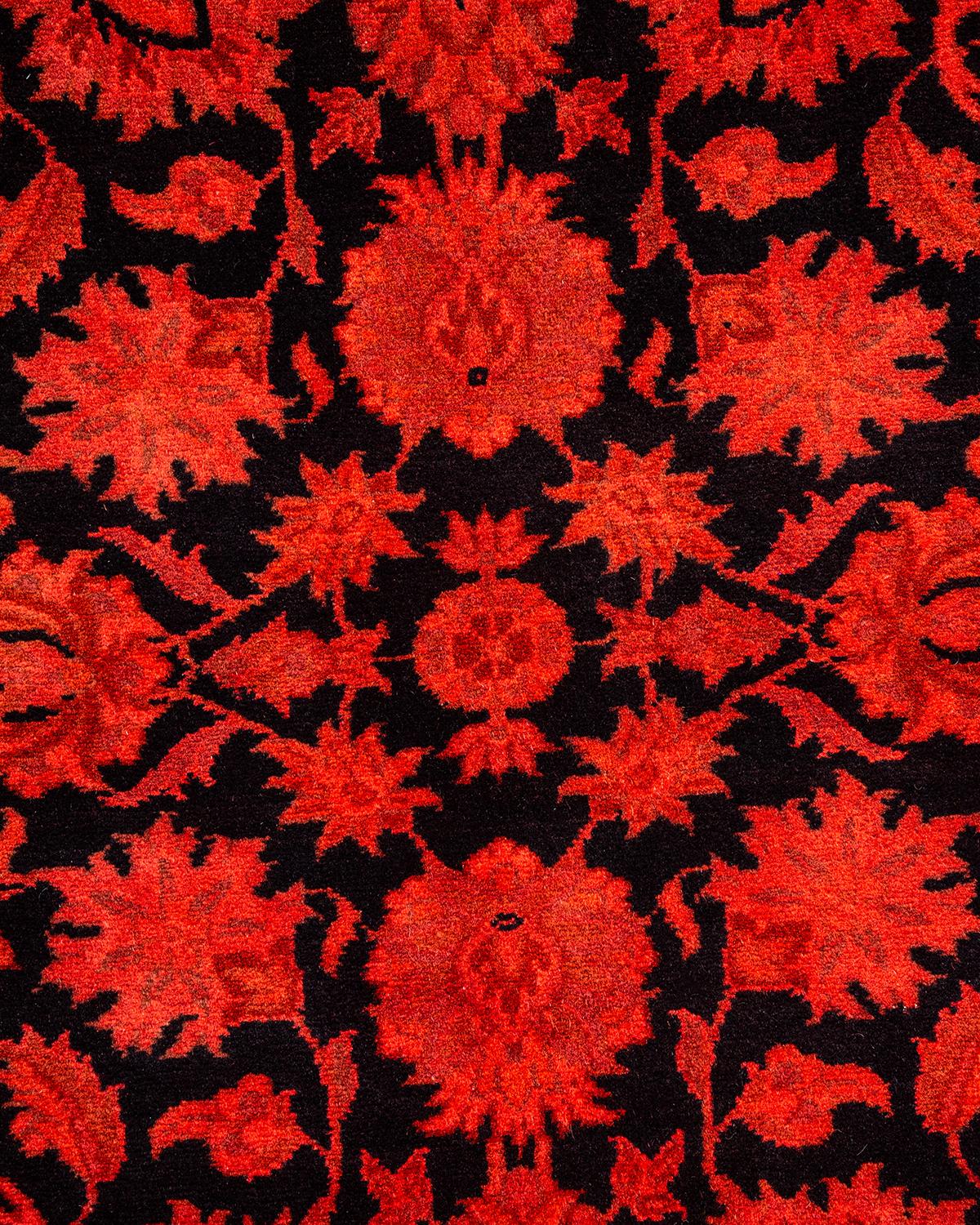 Pakistanais Tapis Contemporary en laine surteinte nouée à la main Orange en vente