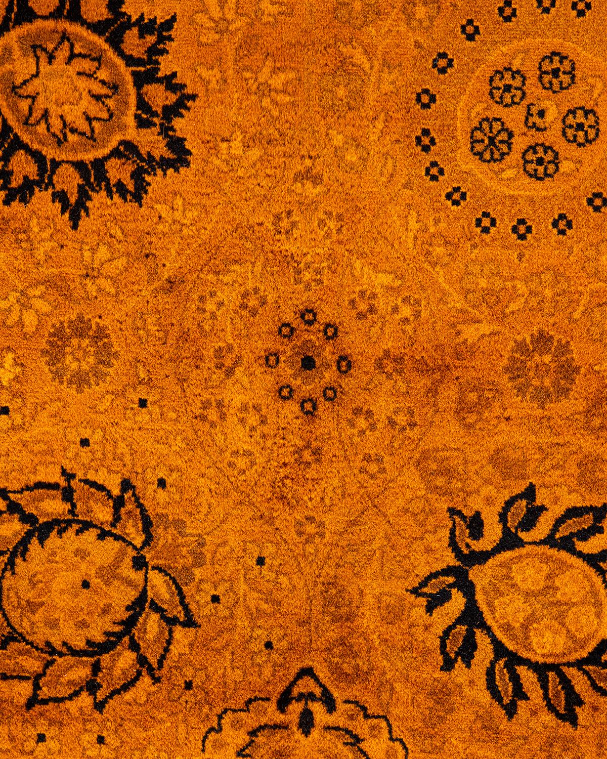 Pakistanais Tapis Contemporary en laine surteinte nouée à la main Orange en vente